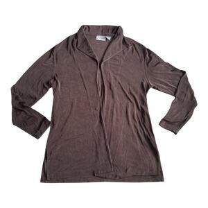 Chicos Travelers Brown Open Front Duster Cardigan Size 2 US, Dark Brown Sweater